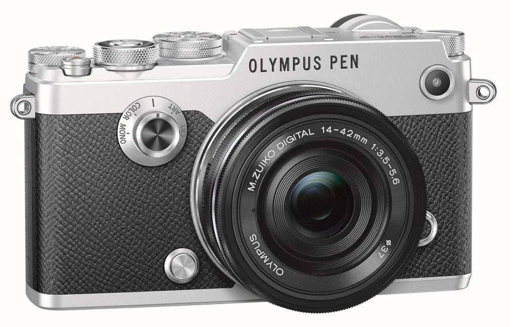 Olympus PEN-F zilver + 14-42mm Pancake EZ zwart