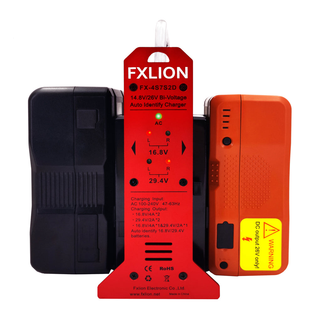Fxlion FX-PL4S7S2D 14.8V/26V Battery 2-ch V-lock Charger
