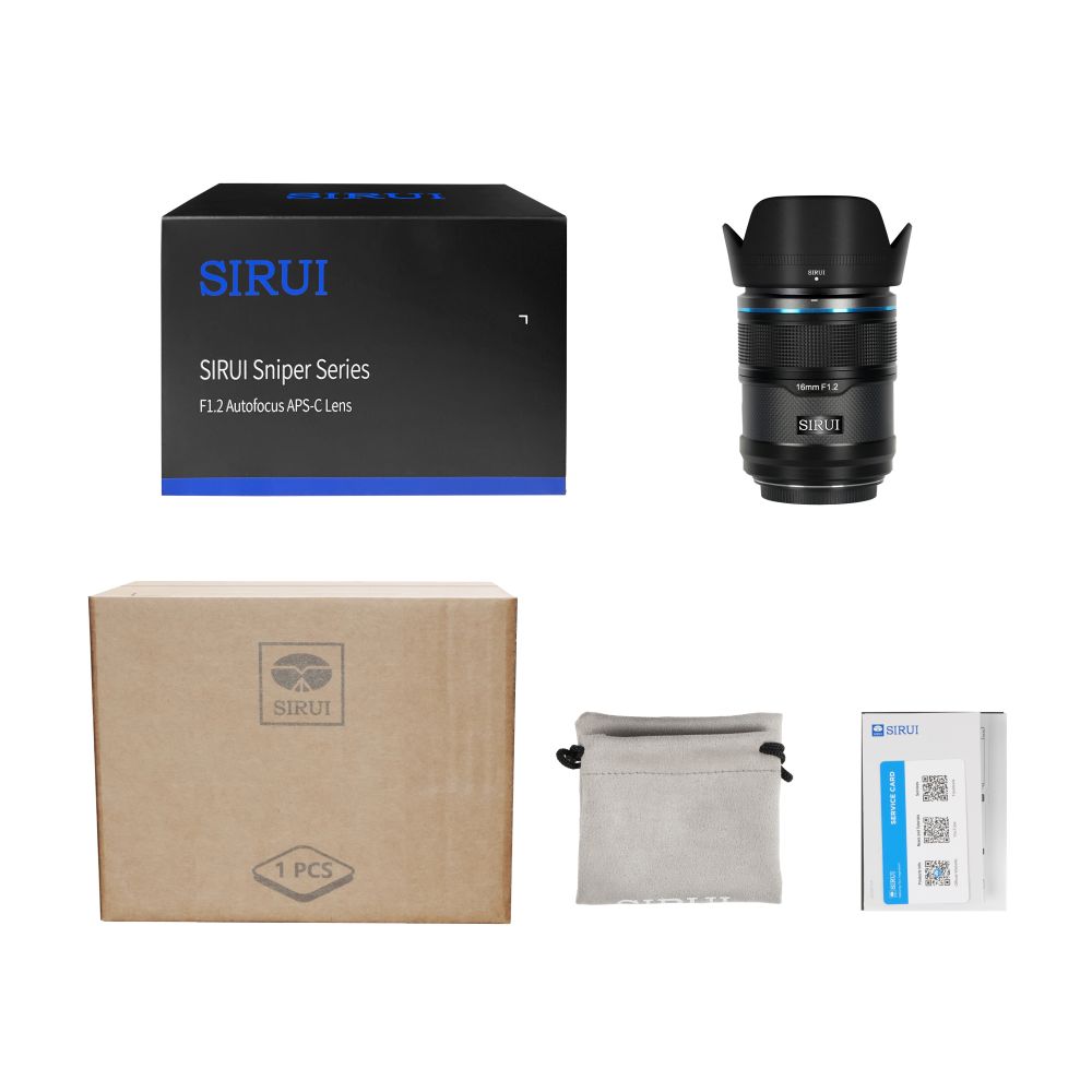 Sirui Sniper 16mm F1.2 APS-C/S35 Auto-Focus Objetivo (E Montura, Negro, Carbon Fiber)