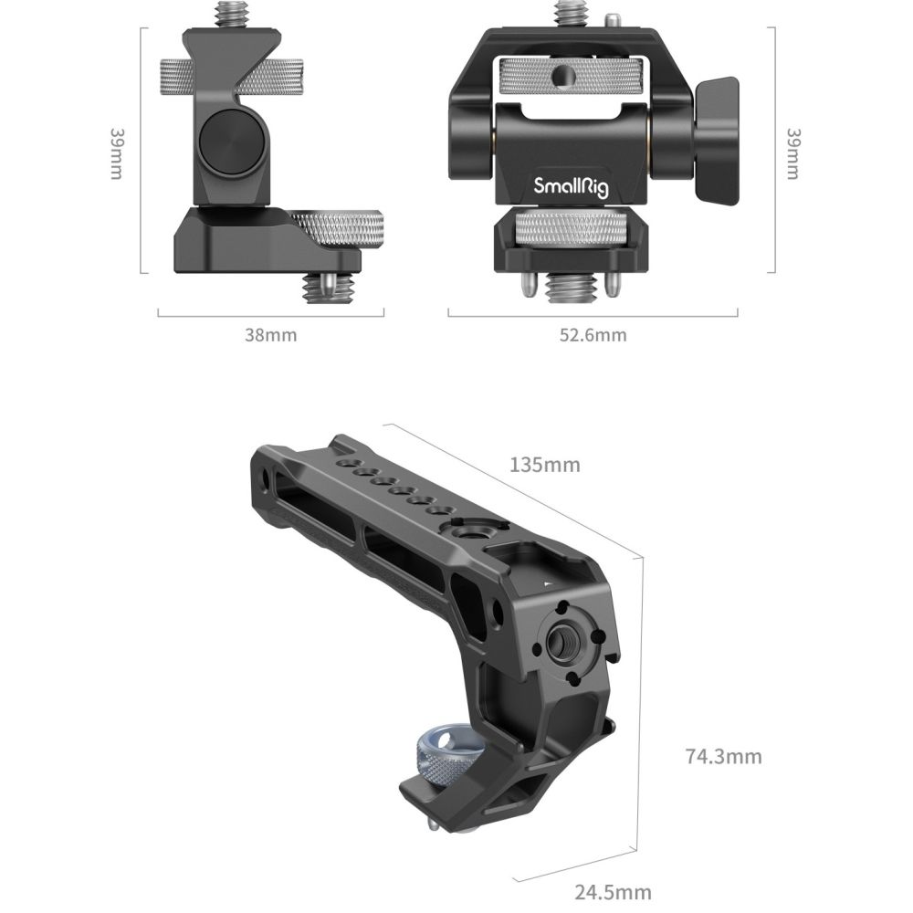 SmallRig 5323 Asa superior con kit de soporte para monitor (Compatible con tornillo ARRI de 3/8"-16)