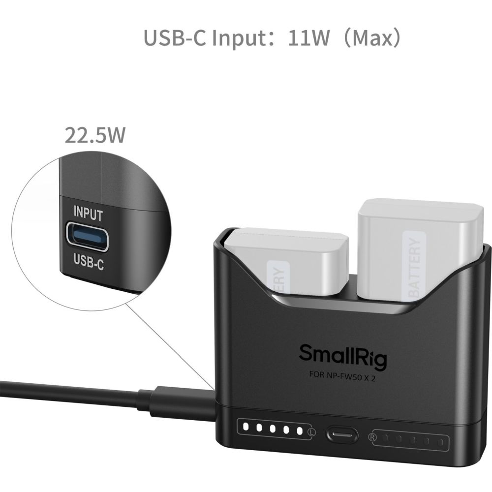 Cargador de batería para cámara SmallRig 5493 para NP-FW50