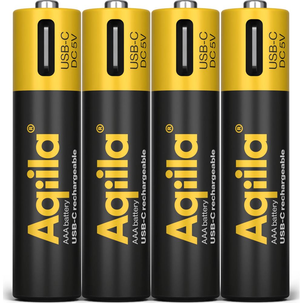 Aqiila AAA USB-C Rechargable Battery 1.5V 600mAh Li-Ion (4x)