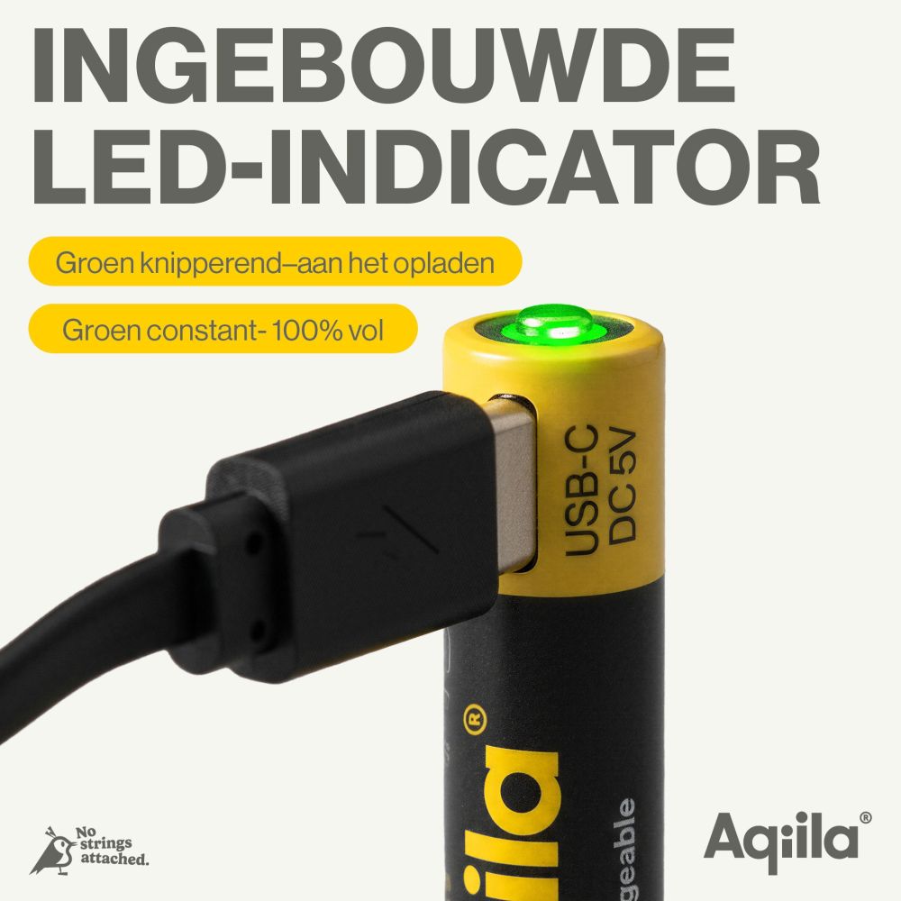 Aqiila AAA USB-C Rechargable Battery 1.5V 600mAh Li-Ion (4x)