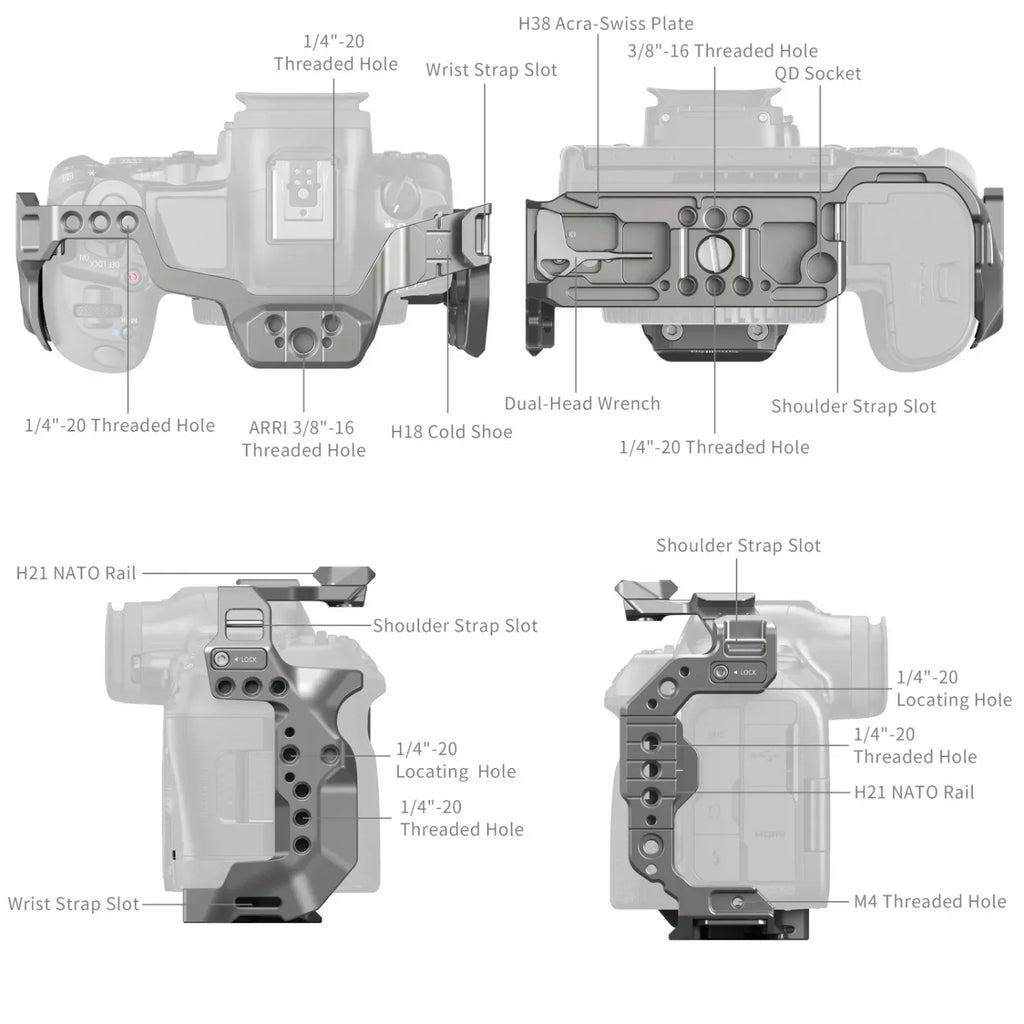 SmallRig 4977B HawkLock Liberación rápida Jaula para Canon EOS R5 Mark II