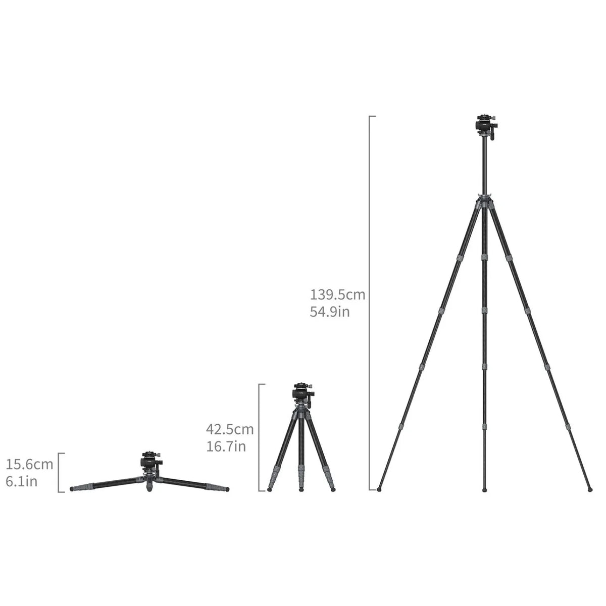 SmallRig 6599 Ultra-Light Travel Carbon Fiber Tripod for Video
