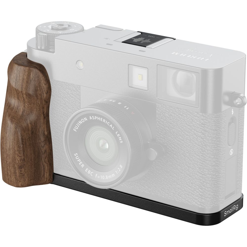 SmallRig 5224 Placa de montaje en forma de L con mango de madera para FUJIFILM X half, color negro