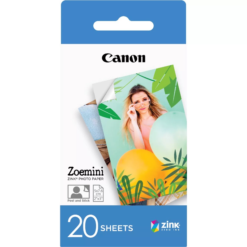 Canon Zoemini Papel Fotográfico 2x3 Pulgadas (5x7,6cm) 20 Hojas