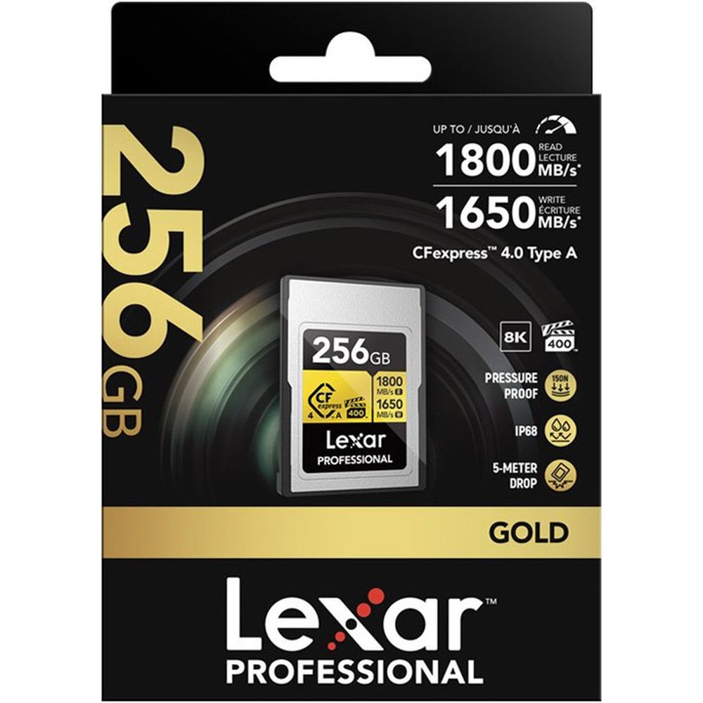 Lexar CFexpress PRO Tipo A Gold Serie 4.0 de 256 GB, R1800/W1650 MB/s - VPG400