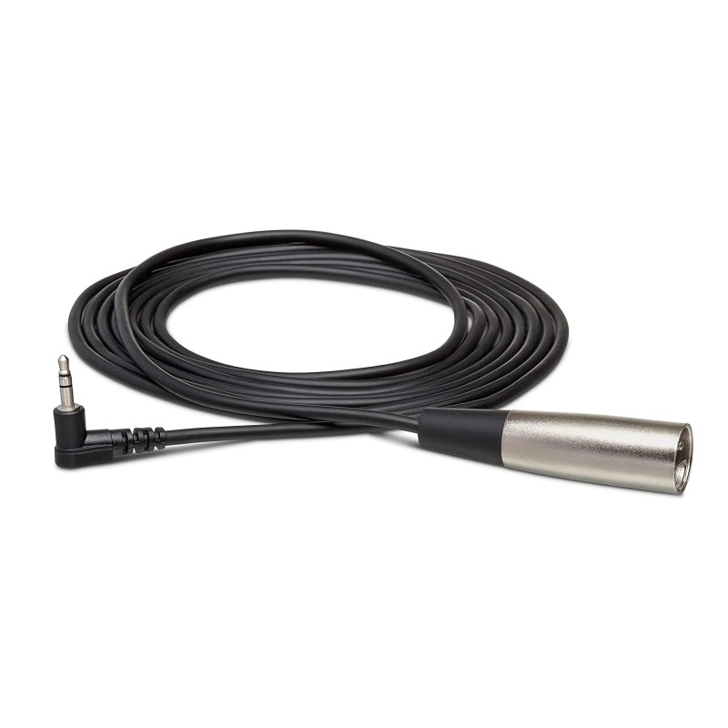 Cable de micrófono para videocámara Hosa, ángulo recto de 3.5 mm TRS a XLR3M, 5m