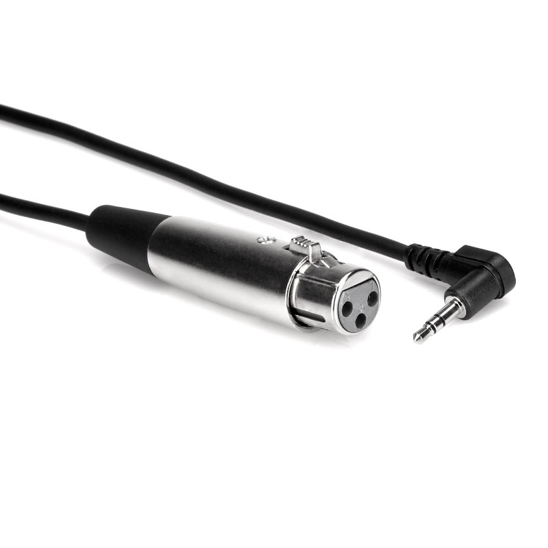 Cable de micrófono para videocámara Hosa, XLR3F a TRS de 3,5 mm en ángulo recto, 60 cm