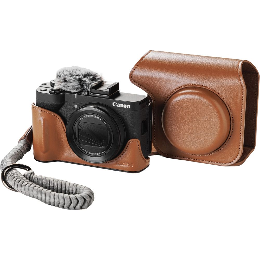 Estuche de cuero SmallRig 5385 para Canon PowerShot V1, marrón