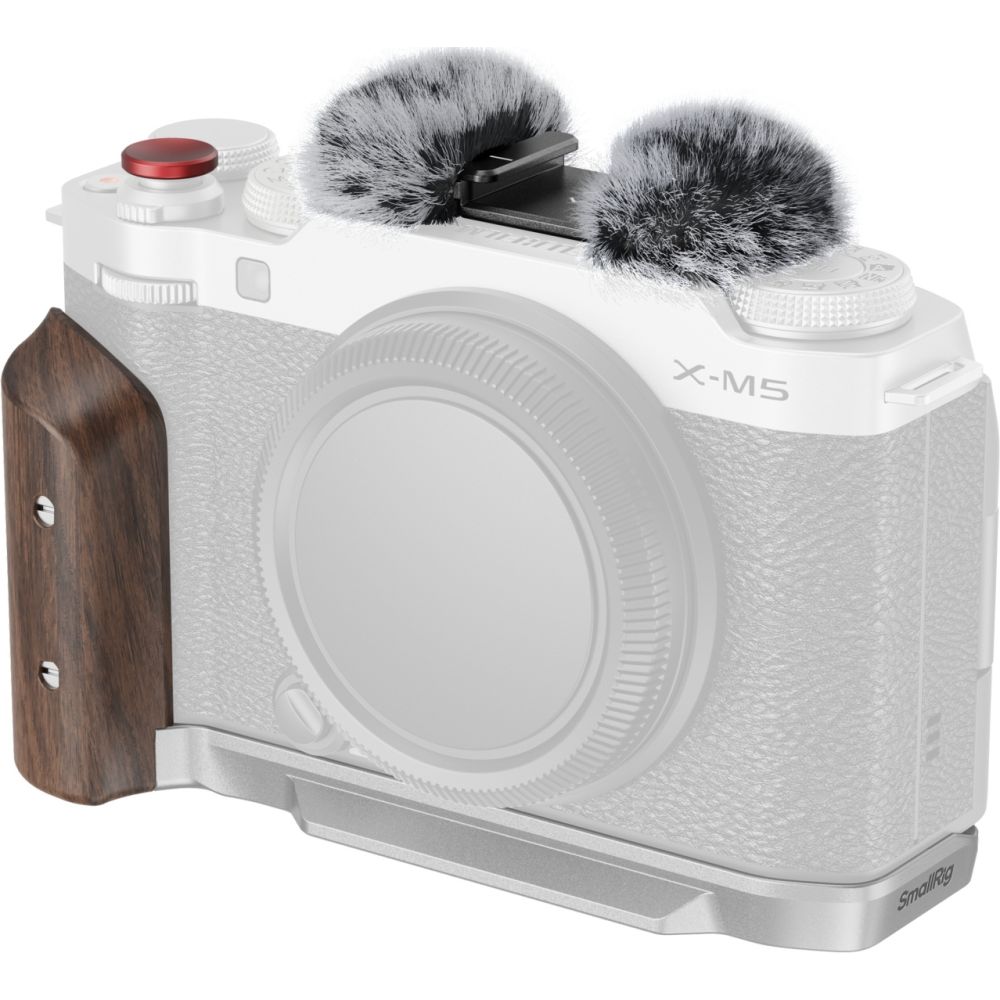 SmallRig 5261 Placa de montaje en forma de L con asa de madera para Fujifilm X-M5, plata