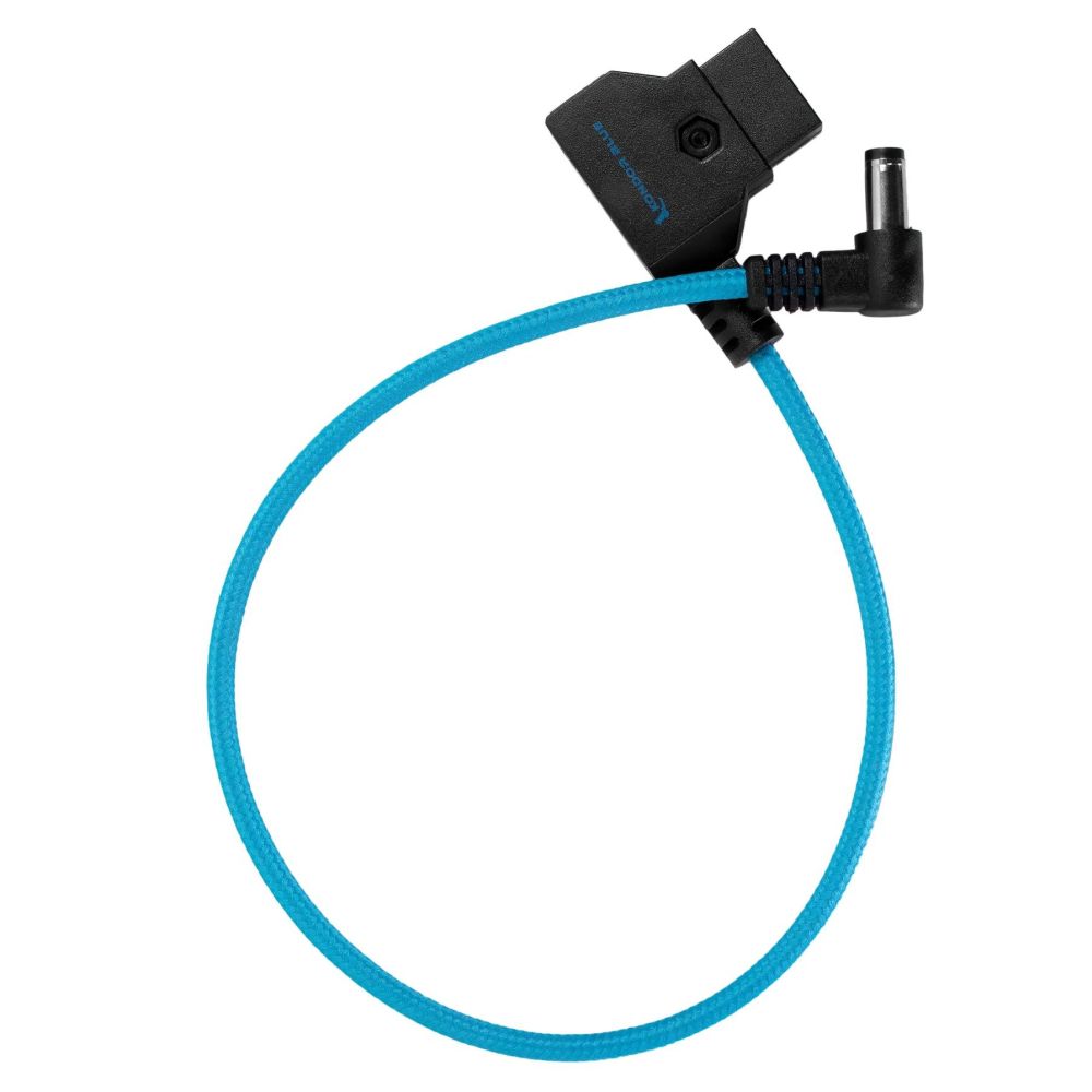 Cable recto acodado Kondor azul de 15" de D-Tap a CC (5,5 x 2,5 mm) para Canon C70