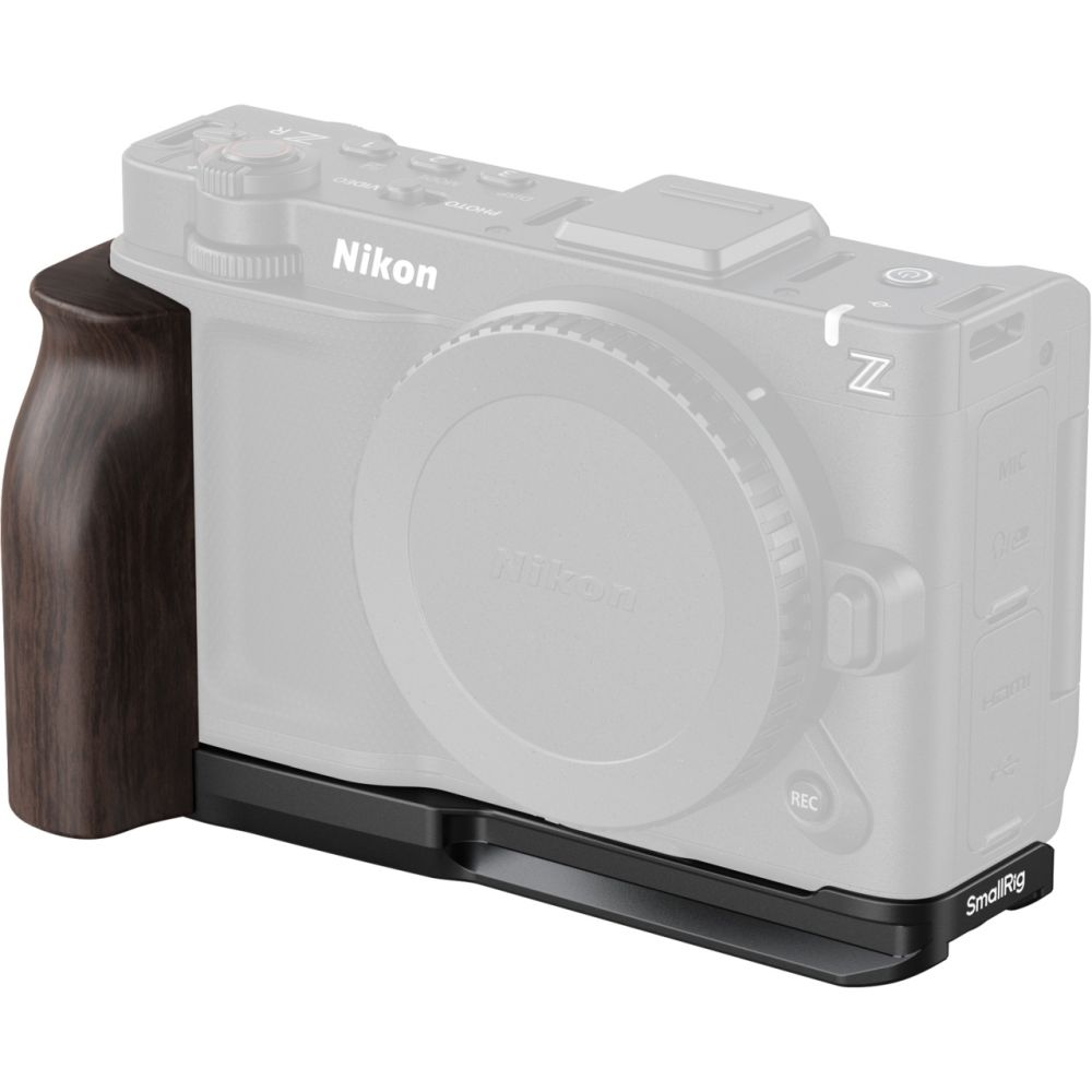 Placa de montaje en forma de L SmallRig 5906 con mango de madera para Nikon ZR