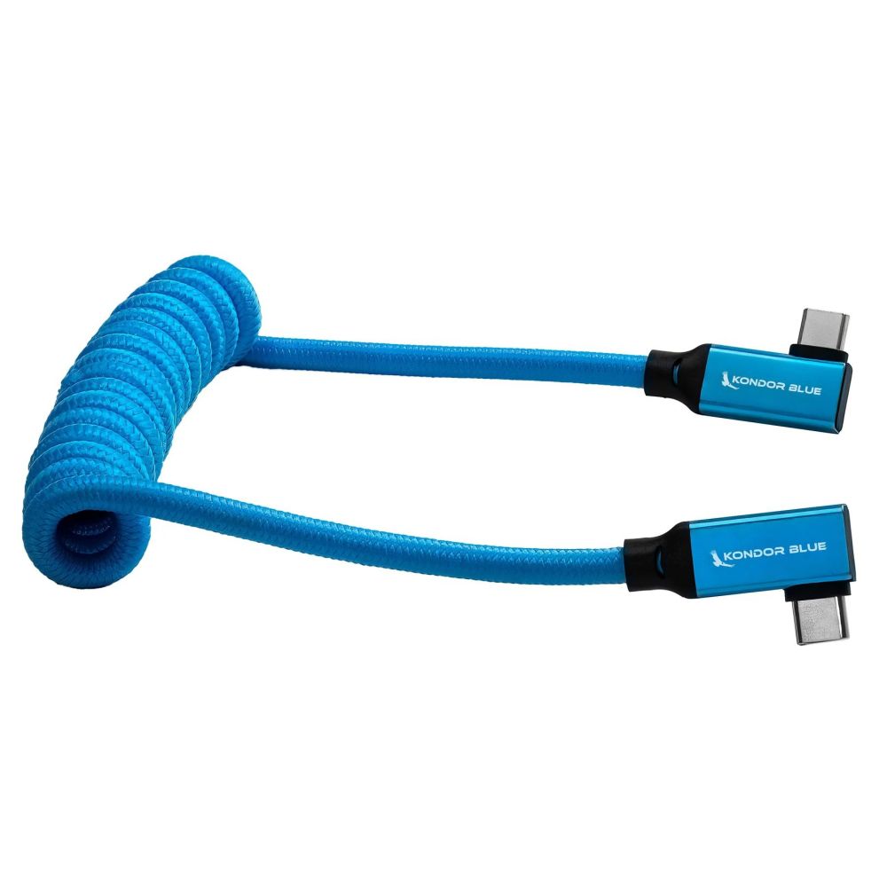 Cable trenzado angular USB C 3.1 azul Kondor para 8K (azul Kondor) (rizado) (12"-24")