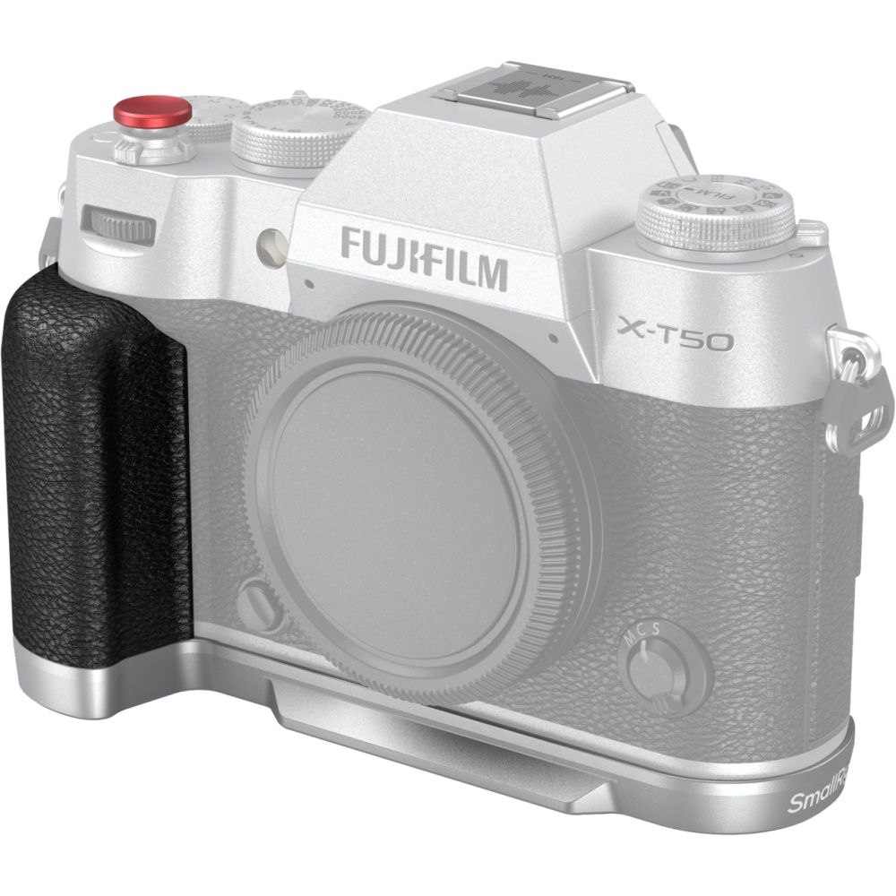 Placa de montaje en forma de L SmallRig 4713C con mango de silicona para FUJIFILM X-T50, plateada