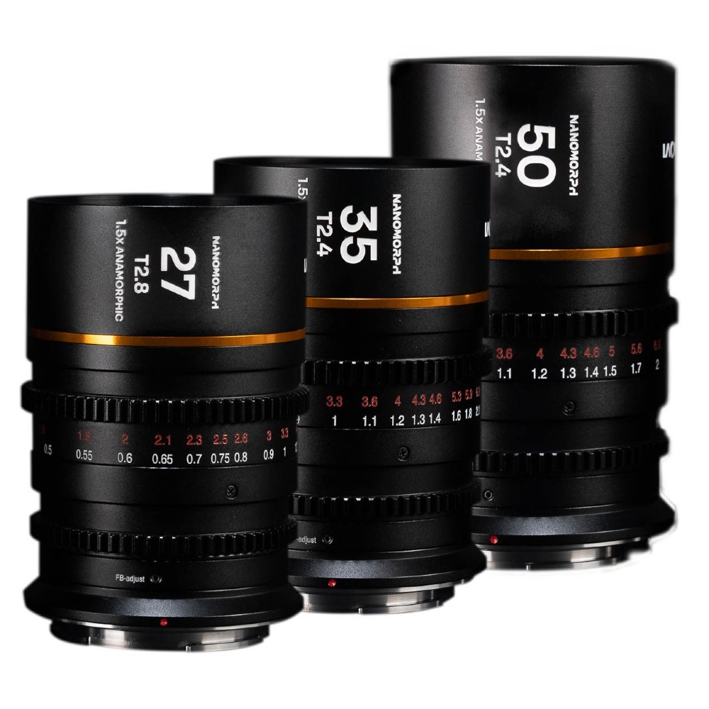 Paquete Laowa Nanomorph S35 (27,35,50 mm) (Ámbar) (Cine) Sony E