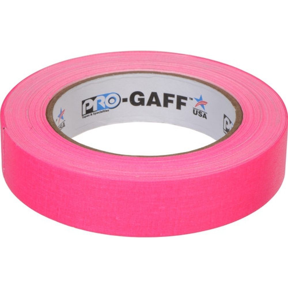 Cinta adhesiva de tela Pro Tapes Pro Gaff de 24 mm x 22,8 m, color rosa fluorescente.
