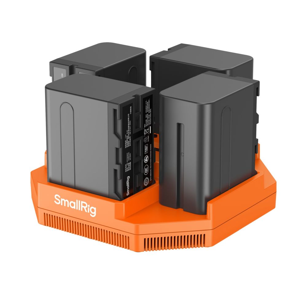 SmallRig NP-F970 Cargador de batería para cámara de 4 canales y kit de 4 baterías 4834