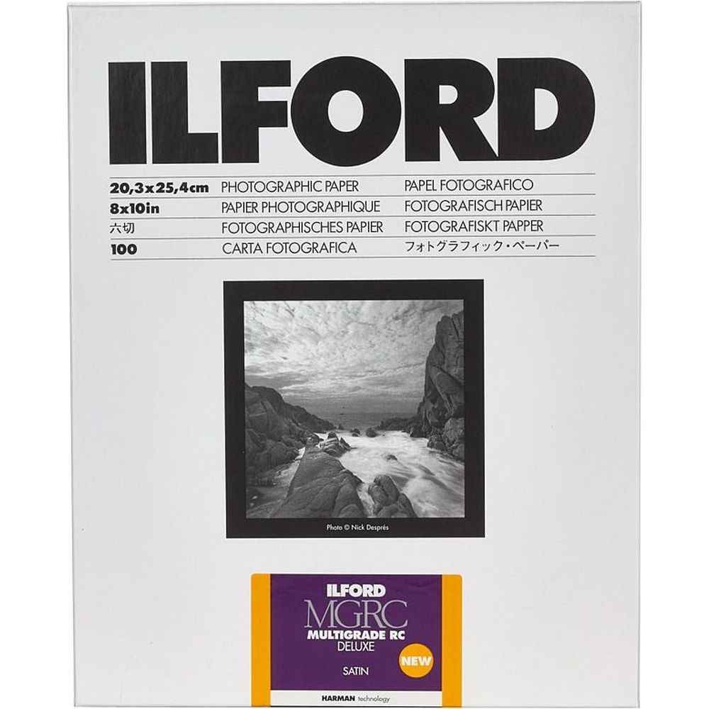 Papel Ilford Multigrade RC Deluxe Satin de 17,8 x 24 cm, 25 hojas.