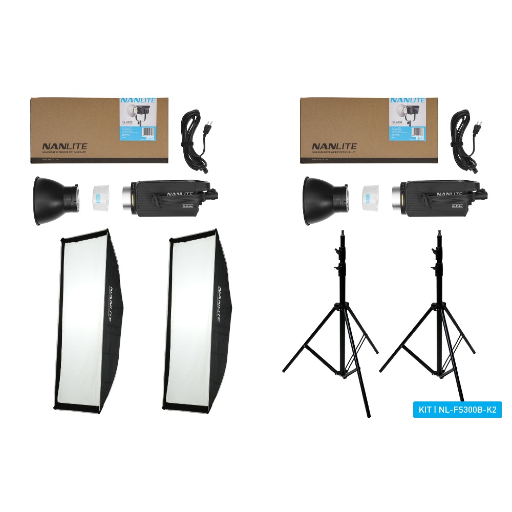 Kit dual LED bicolor Nanlite FS300B (con soporte de luz y softbox)