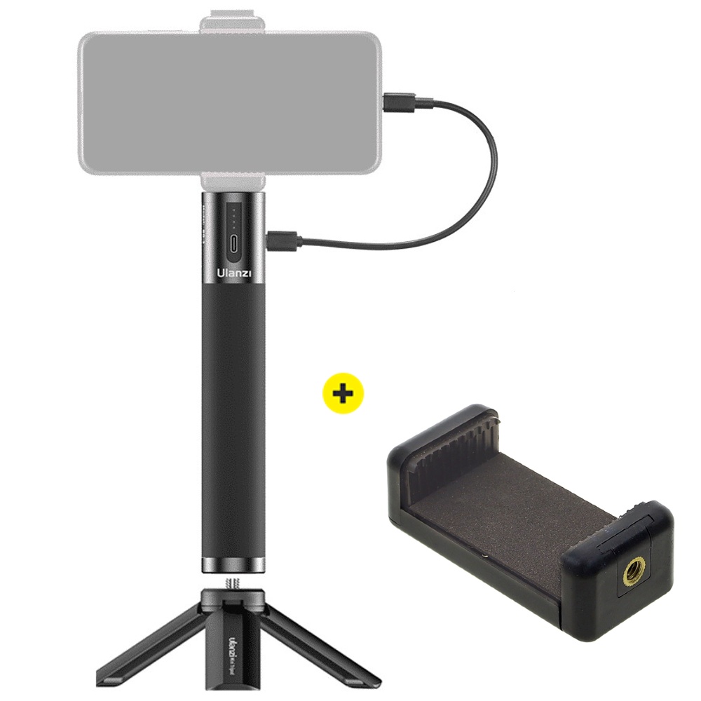 Ulanzi BG-3 Tripod Power Bank 10.000 mAh + Kamera Express Soporte Universal para Teléfono Negro