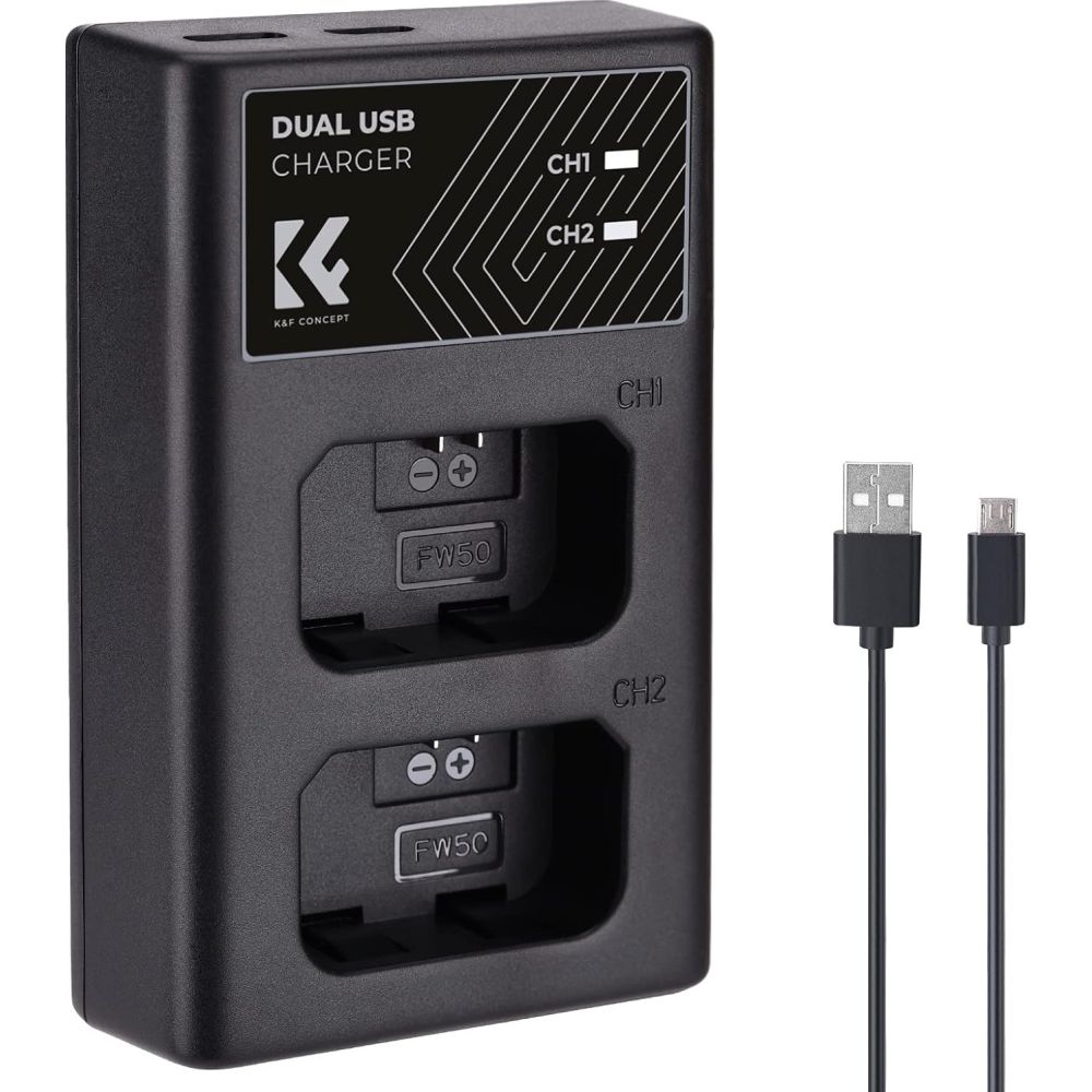 Concepto K&F Cargador de doble batería NP-FW50 USB-C