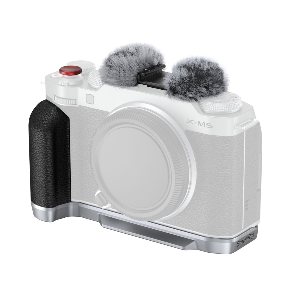 Placa de montaje en L SmallRig 4875 con asa de silicona para Fujifilm X-M5, plata