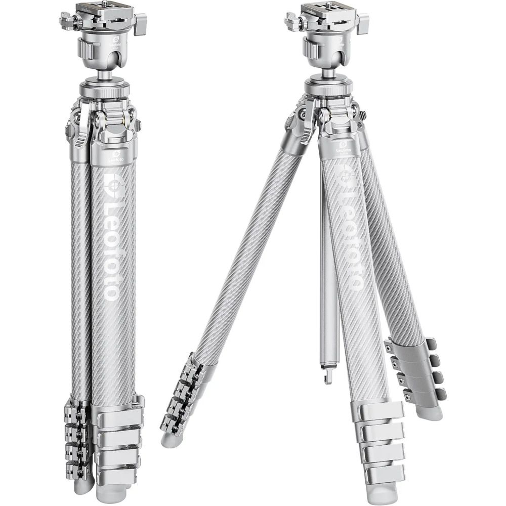 Trípode ultracompacto Leofoto AZ-235C+MBH-30 de la serie Azure, color plata.