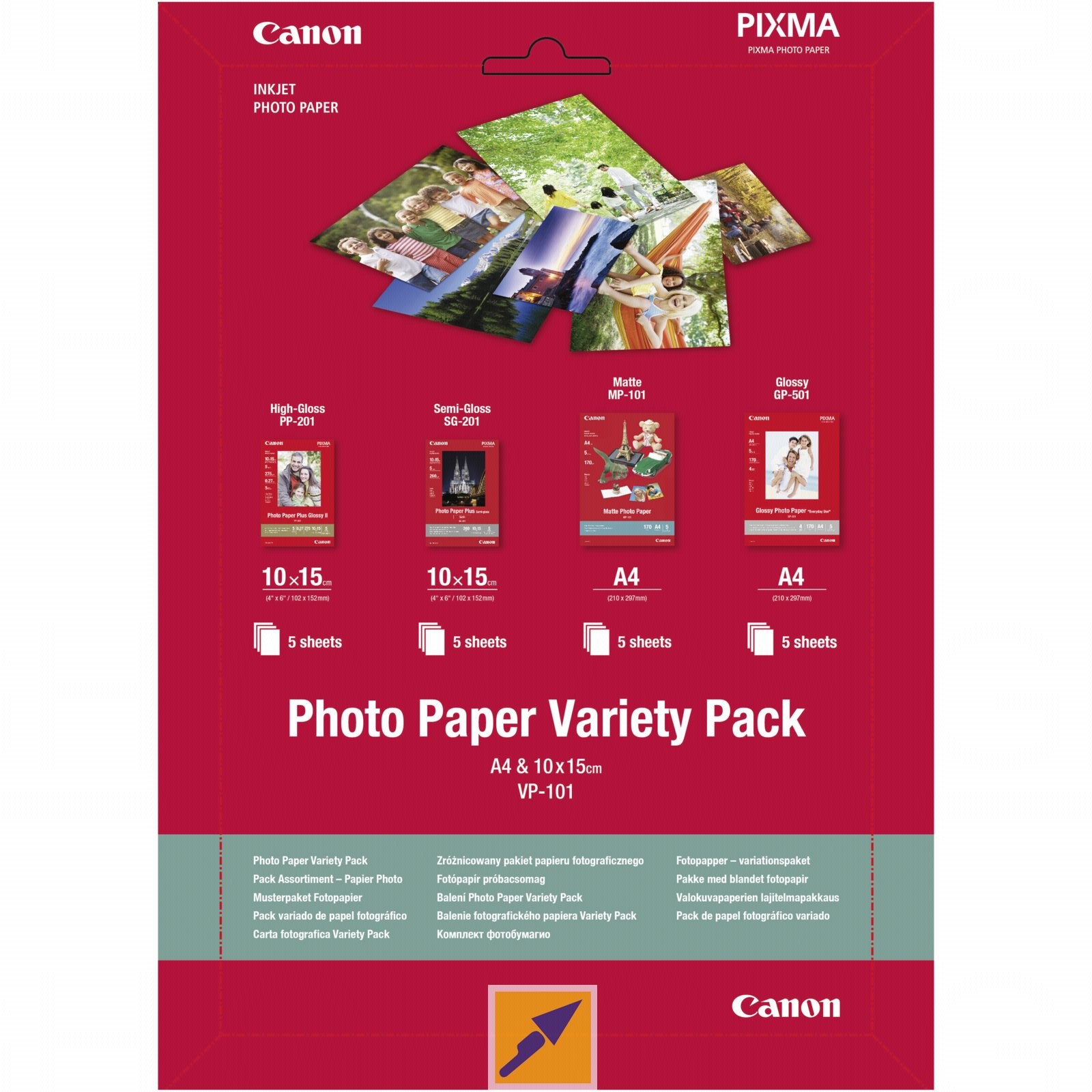 Canon VP-101 Photo Paper Variety Pack A4 y 10x15cm 4x5 Hojas