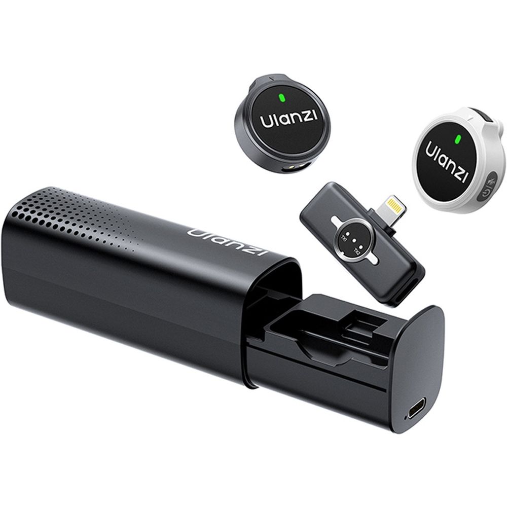 Micrófono inalámbrico Ulanzi A21 + estuche Lightning - Blanco y negro