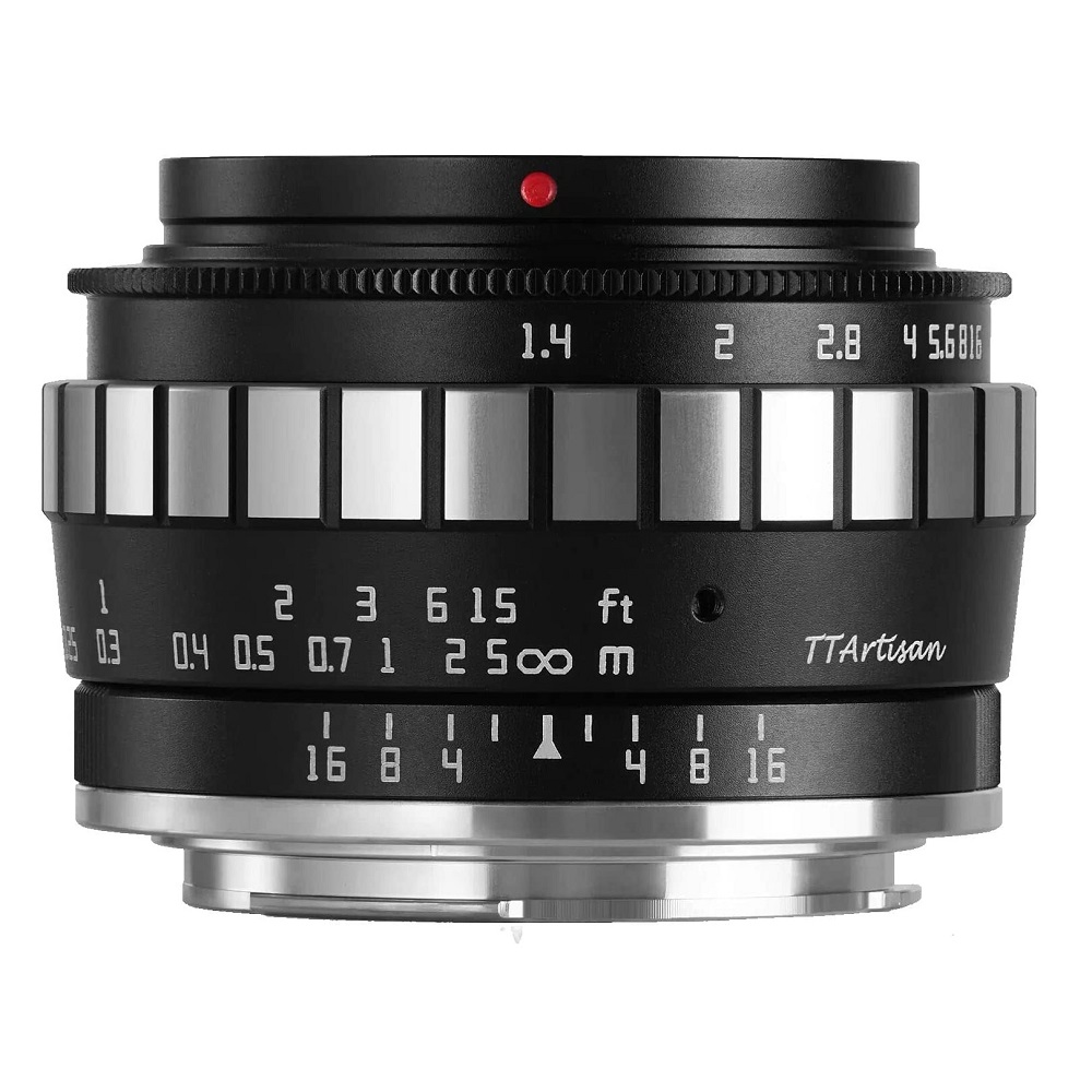 TT Artisan Wide Angle Prime lens APS-C 23 mm F1.4 SONY E BLACK+ SILVER is a compact wide angle lens for Sony's E-mount mirrorless cameras.