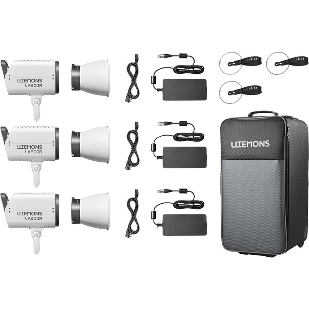 Kit de 3 luces de vídeo LED Godox Litemons LA300R RGB