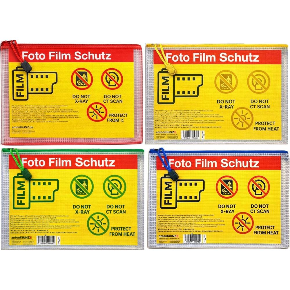 Bolsa A5 de protección de película fotográfica Domke Filmguard para 10 x película de 35mm / 120, pack de 4 - Azul, Verde, Rojo, Amarillo