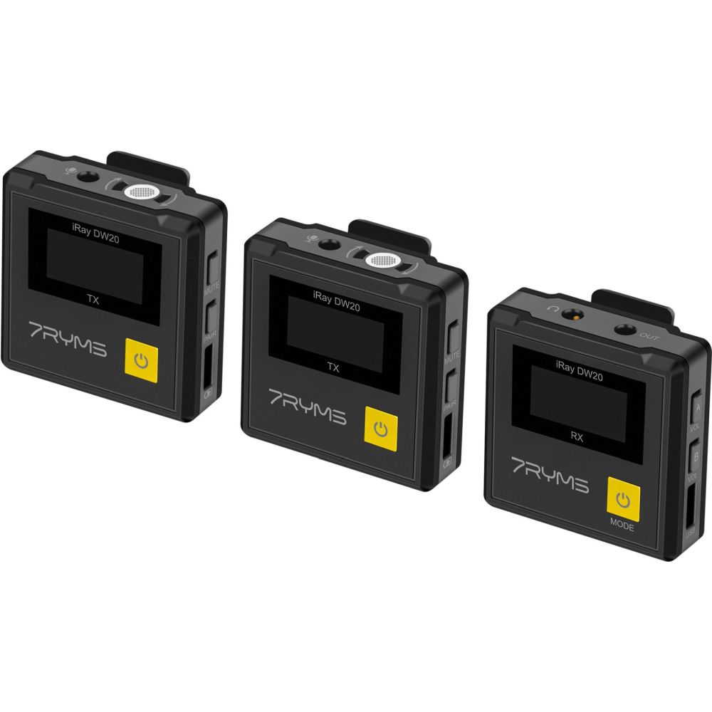 7RYMS Micrófono inalámbrico iRay DW20 PRO con 2 transmisores + estuche