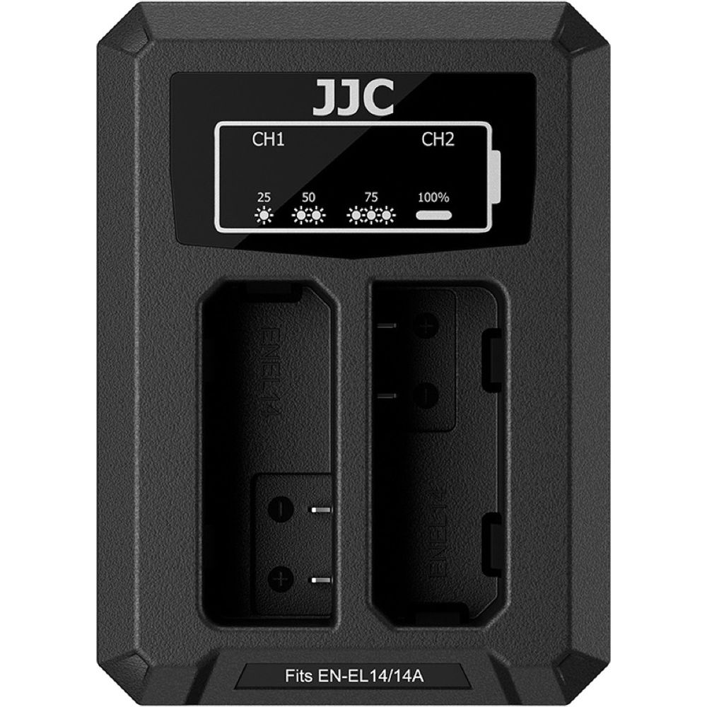 JJC Nikon DCH-EL14TC USB-C Cargador de batería dual (para Nikon EN-EL14/EN-EL14A)