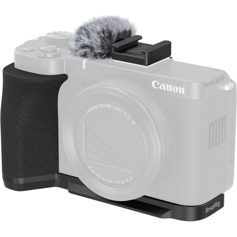 Placa de montaje en forma de L SmallRig 5808 con asa para Canon PowerShot V1, negra