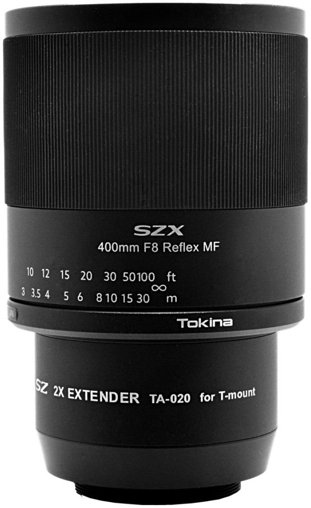 Tokina SZX Super Tele 400 mm F/8,0 Reflex MF EF-M + Extensor 2x
