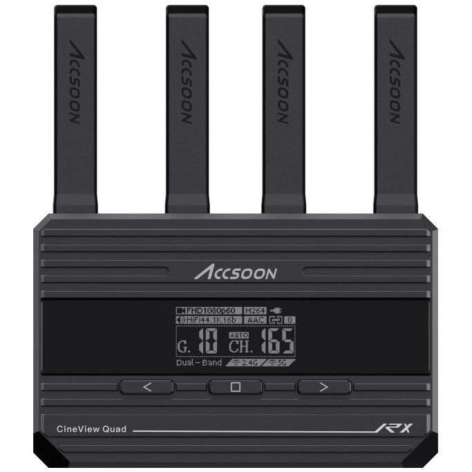 The Accsoon CineView Quad Receiver is a professional wireless HDMI Dual-Band 2.4GHz and 5GHz receiver, ideal for anyone who wants a reliable connection between camera and HDMI monitor, smartphone, tablet, PC or Mac.
