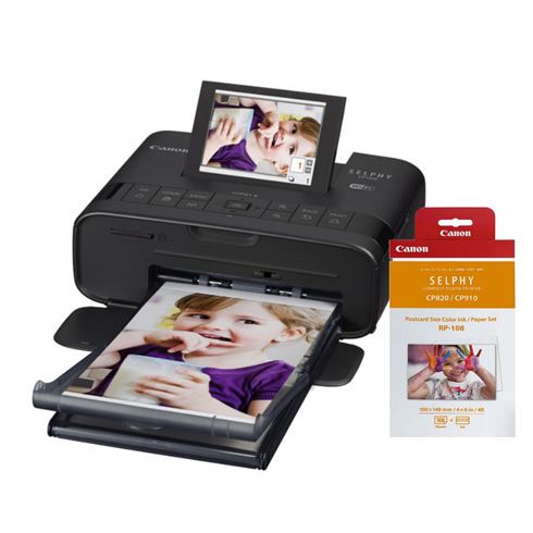 Canon SELPHY CP1300 Negro + Juego de Papel y Tinta RP-108 - Photospecialist
