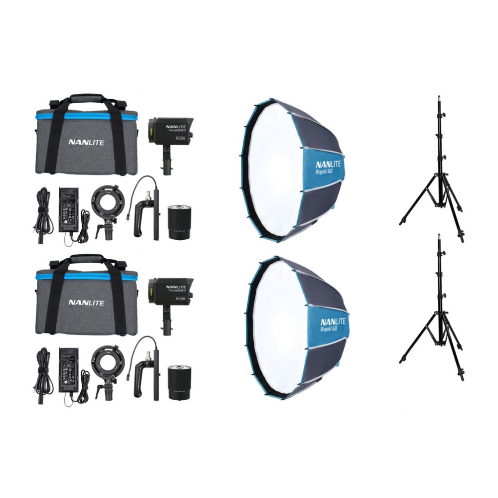 Nanlite Forza 60B II Bi-color LED dual kit (con soporte de luz y softbox)