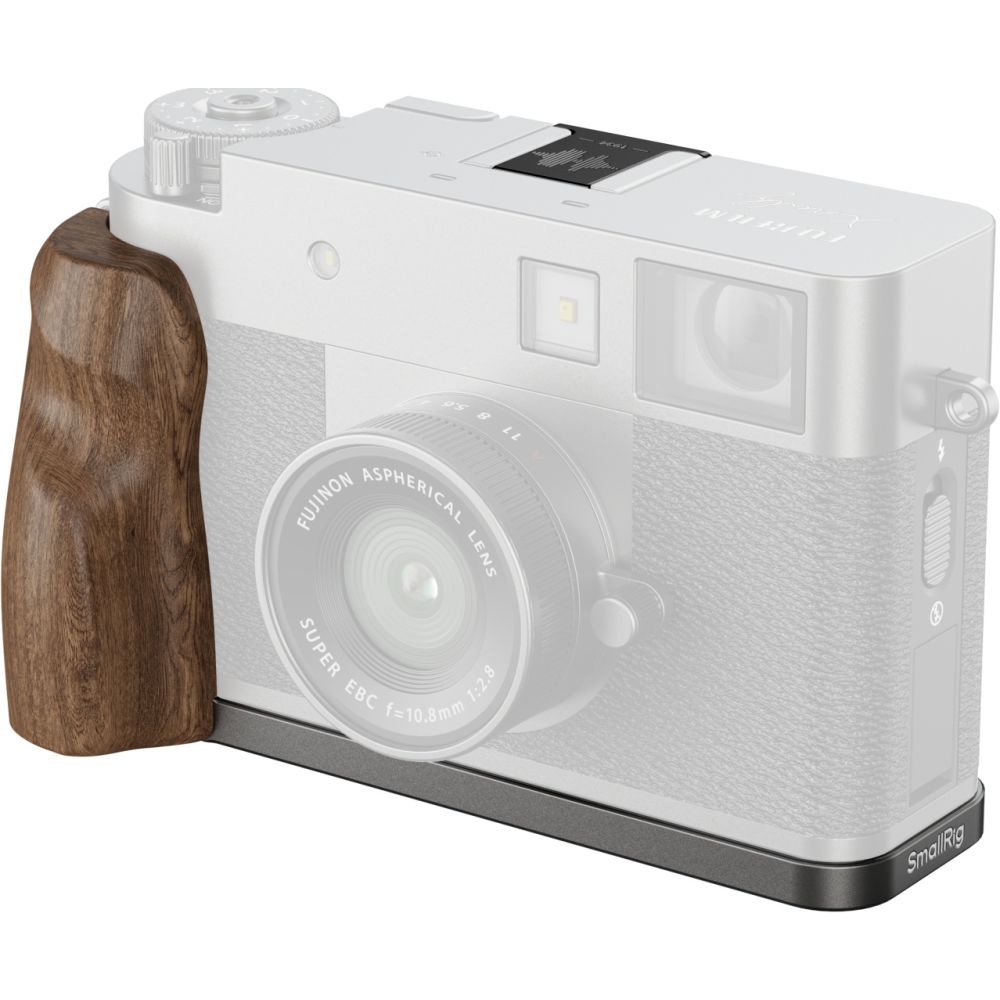 SmallRig 5394 Placa de montaje en forma de L con asa de madera para FUJIFILM X half, color plata carbón